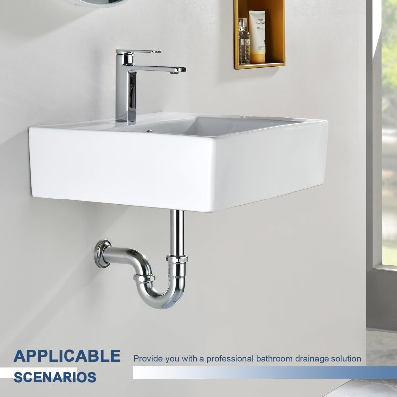 ZM Brass P-Trap Pipe with Clean Out Basin Sink Waste Kit with Reducing Washer 1-1/2'' 22GA - Image 4